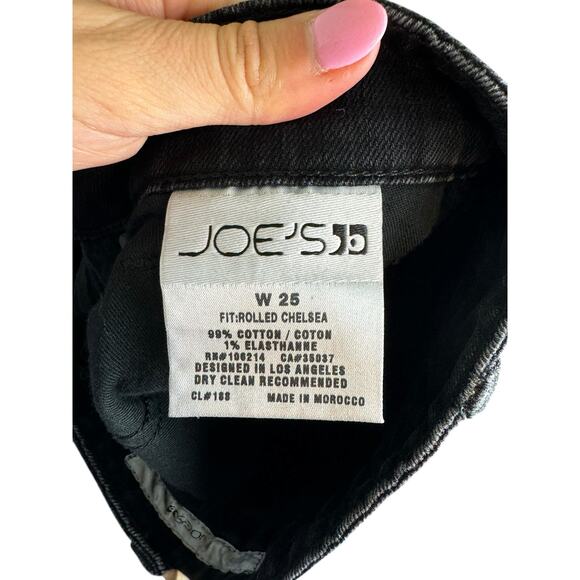 Joe's Jeans Black Connor Denim Rolled Chelsea Distressed Mid Rise Cropped Jeans - Picture 5 of 6
